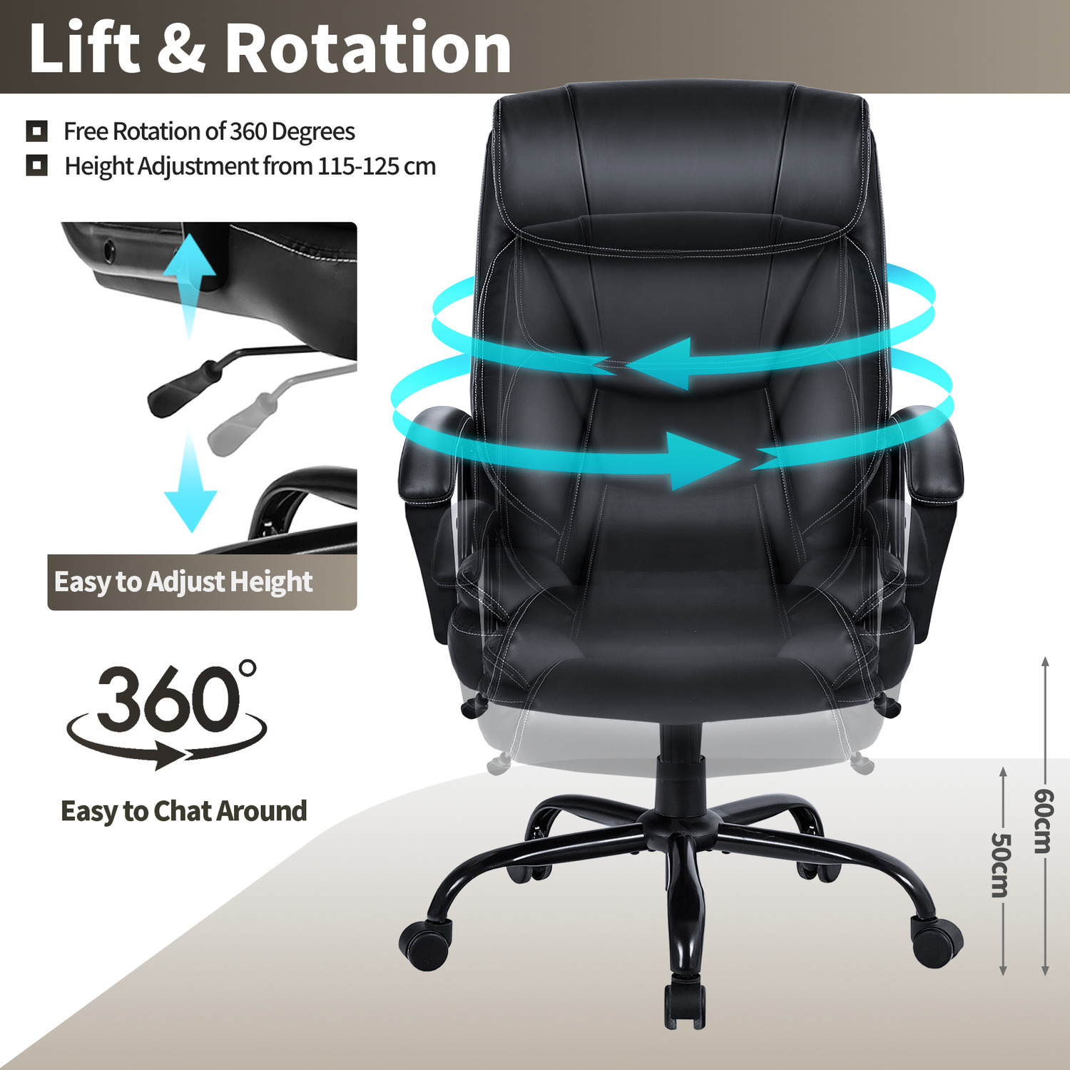 Height-adjustable Office Chair - Black