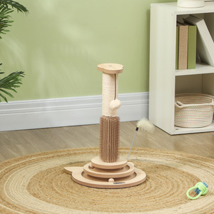 PawHut 49cm Cat Scratching Post with Interactive Track Ball Toy