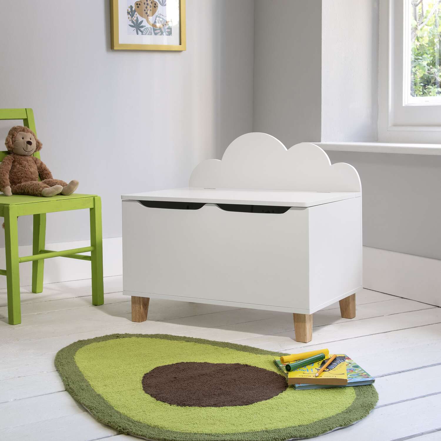 Sigrid Toy Box In White And Natural Pine - White