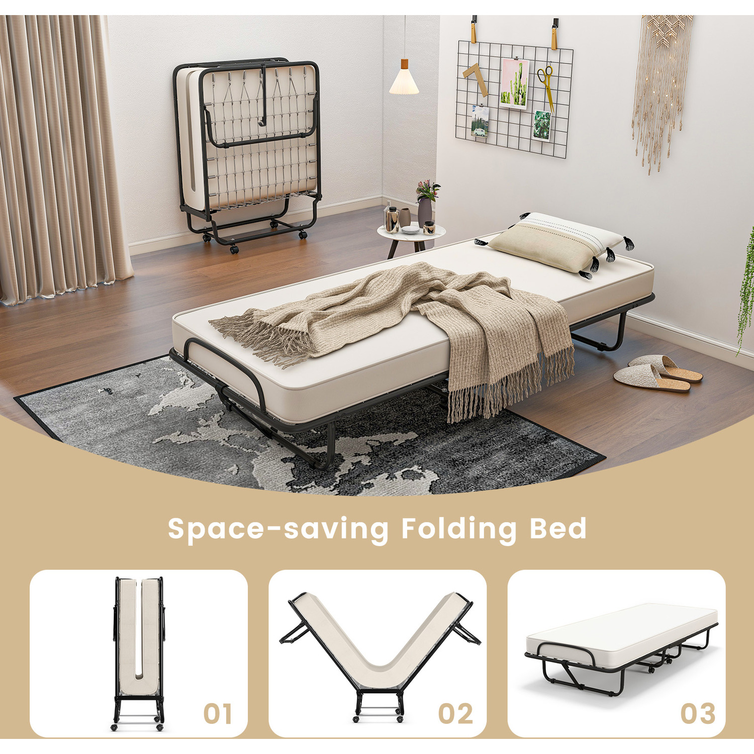 Folding Guest Bed - White