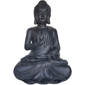 Large Dark Stone Effect Sitting Buddha Garden Ornament