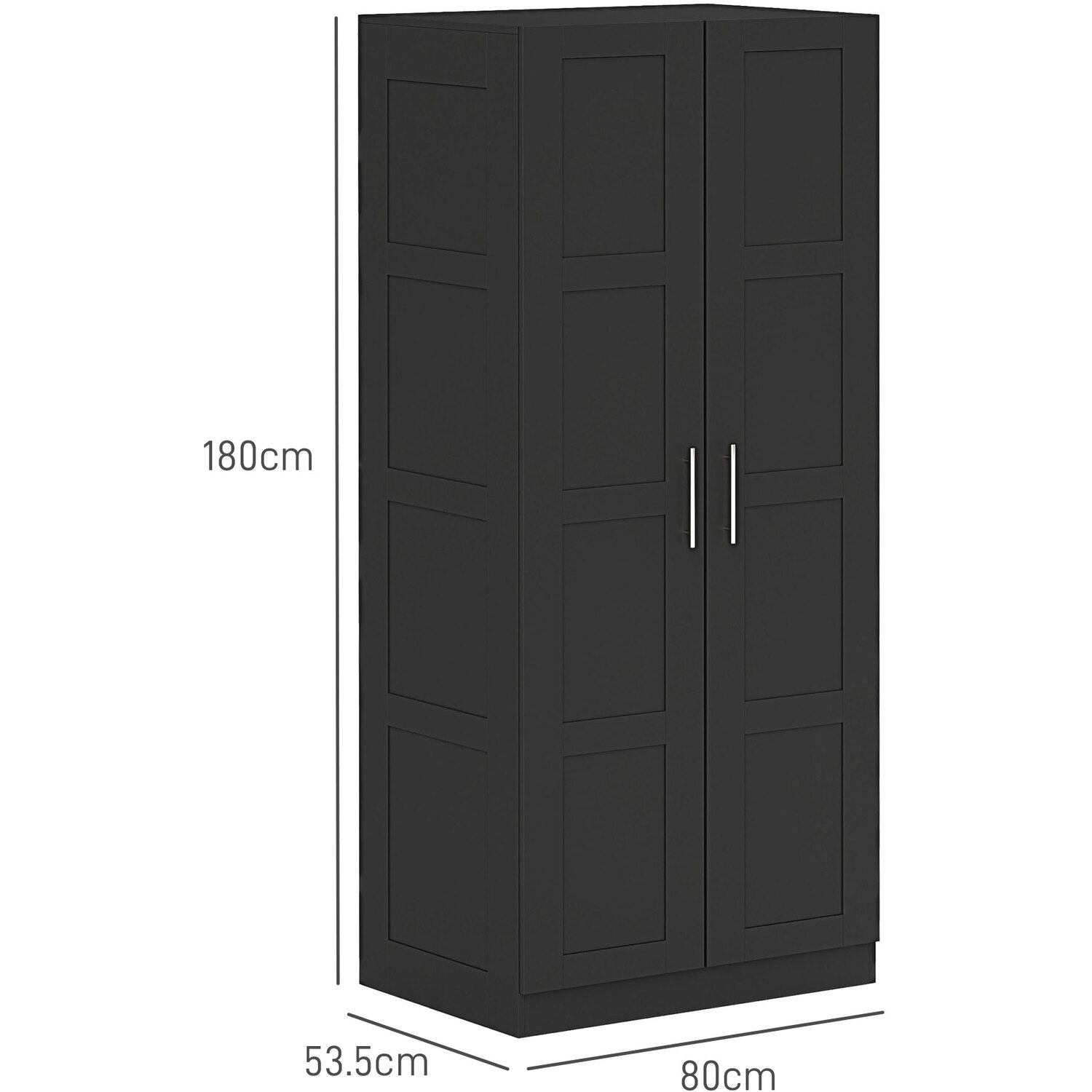 Homcom Double Wardrobe With Shelves Hanging Rail - Black