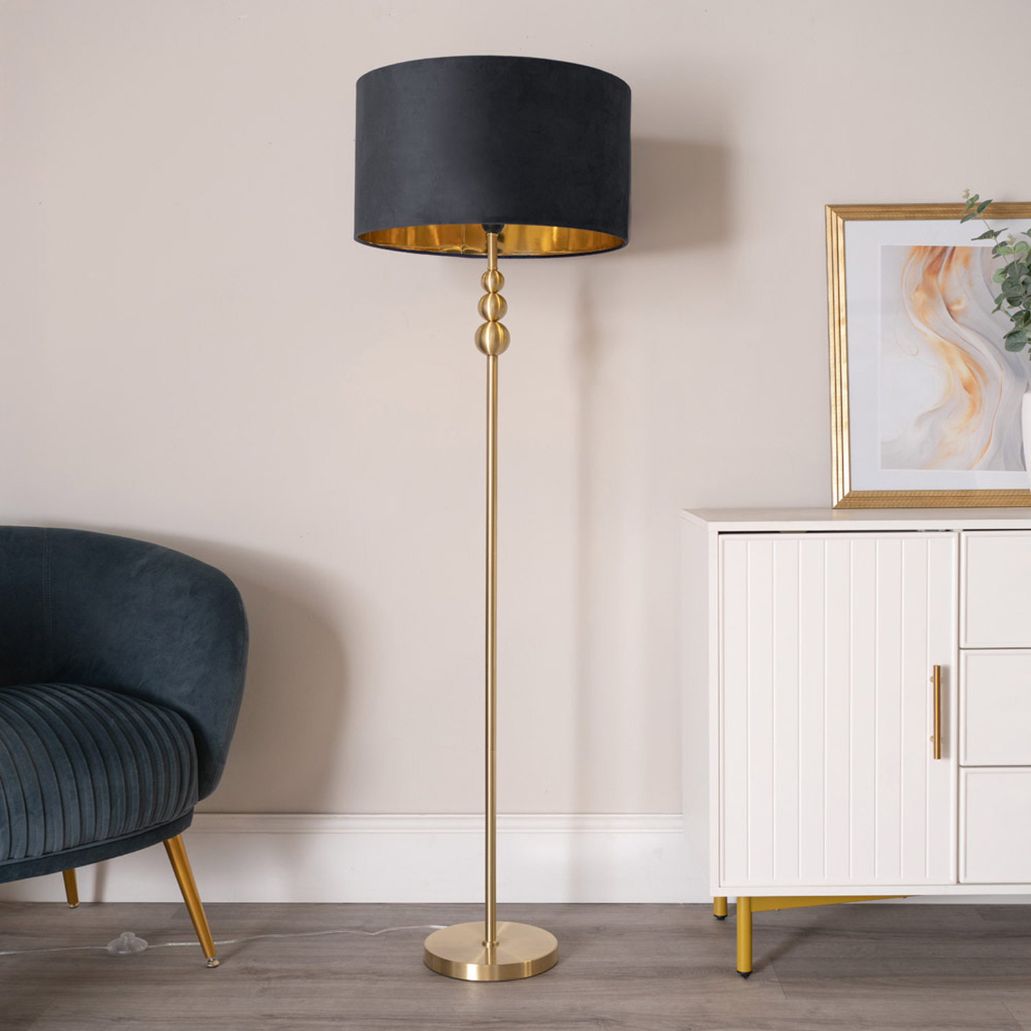 Image of Marissa Floor Lamp with Velvet Metallic&hellip;