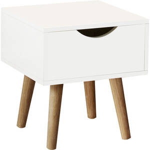 White Home Source Boden 1 Drawer Bedside Table Bedroom Storage Unit shot 7271751