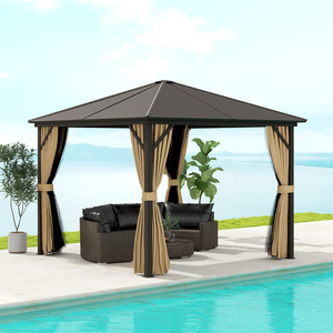 Outsunny Hardtop Gazebo withNetting and Curtains 84C-094V03BN
