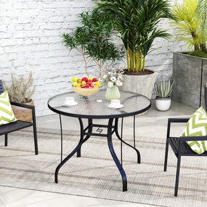 Outsunny Round Outdoor Dining Table with Parasol Hole