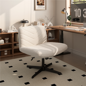 Ivory Yaheetech Swivel Wide-Seat Makeup Chair Desk Chair for Home Office shot 7791976