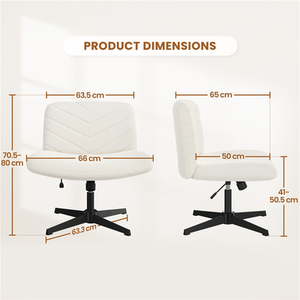 Ivory Yaheetech Swivel Wide-Seat Makeup Chair Desk Chair for Home Office shot 7791981