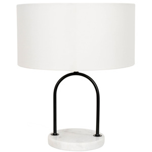 Rachel Arch Marble Base Table Lamp with Linen Shade and LED Bulb