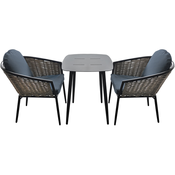 SHG Bolingbroke 2 Seat Aluminium Grey Wicker Rattan Bistro Table Set