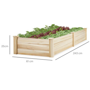 Wood Raised Garden Bed with 2 Compartments