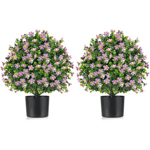 2 Pack Artificial Boxwood Topiary Ball Tree