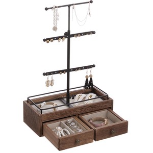 Jewellery Box Retractable Display Stand with Storage Drawers