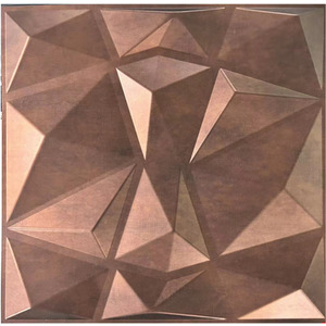 3D PVC Wall Panel Faceted Diamond Design Red Copper Size 500x500x1mm Pack of 4