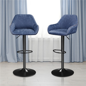 Blue Yaheetech 2PCS PU Leather Bar Stools with Backrest shot 9172211