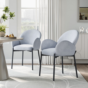 Set of 2 Upholstered Dining Chairs with Armrest