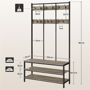 Grey Yaheetech Hallway Rack with Shoe Storage shot 9743844