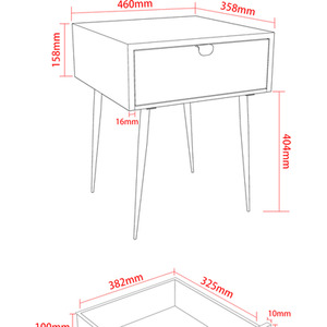 Jupiter Metal 1 Drawer Bedside Table Side Table Unit
