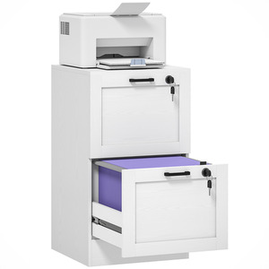 HOMCOM 2 Drawers File Cabinet with Lock
