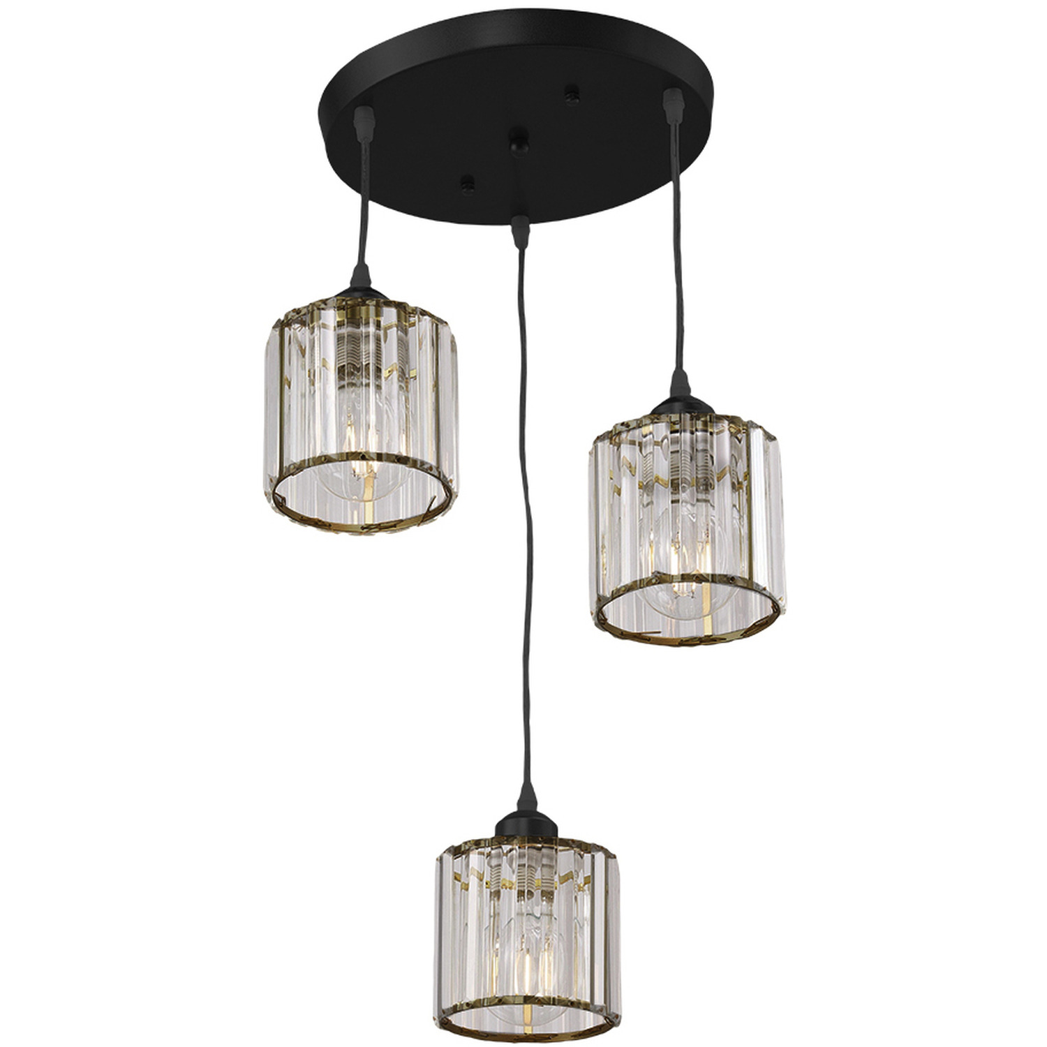 Livingandhome Cylinder Lampshade Crystal Chandelier Round Ceiling Plate - Black