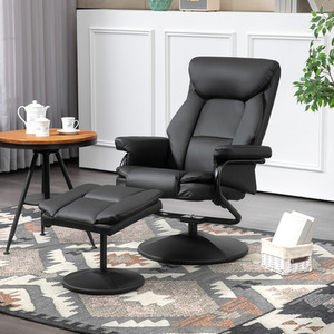 HOMCOM PU Leather Swivel Recliner Armchair with Ottoman