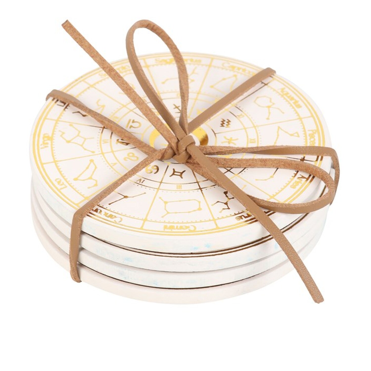 Image of Astrology Wheel Coaster Set Zodiac Sign&hellip;