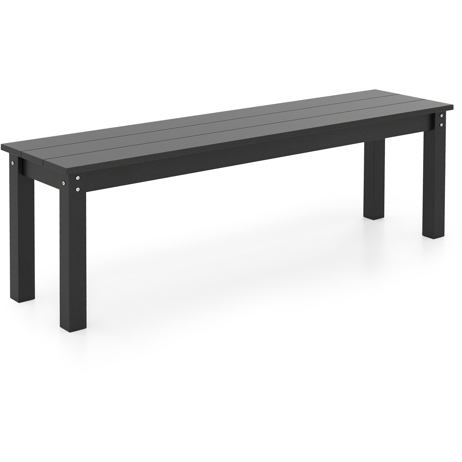 Backless Patio Garden Bench - Black
