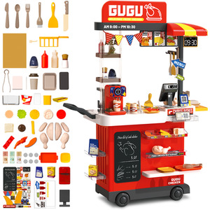 Kids Play Kitchen Fried Chicken Shop Pretend Cooking Food Truck