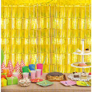 Shimmer Tinsel Curtain, 3M x 1M Gold