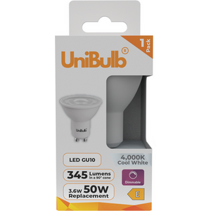 UniBulb LED GU10 345lm 3.6W 4000K Dimmable Light Bulb