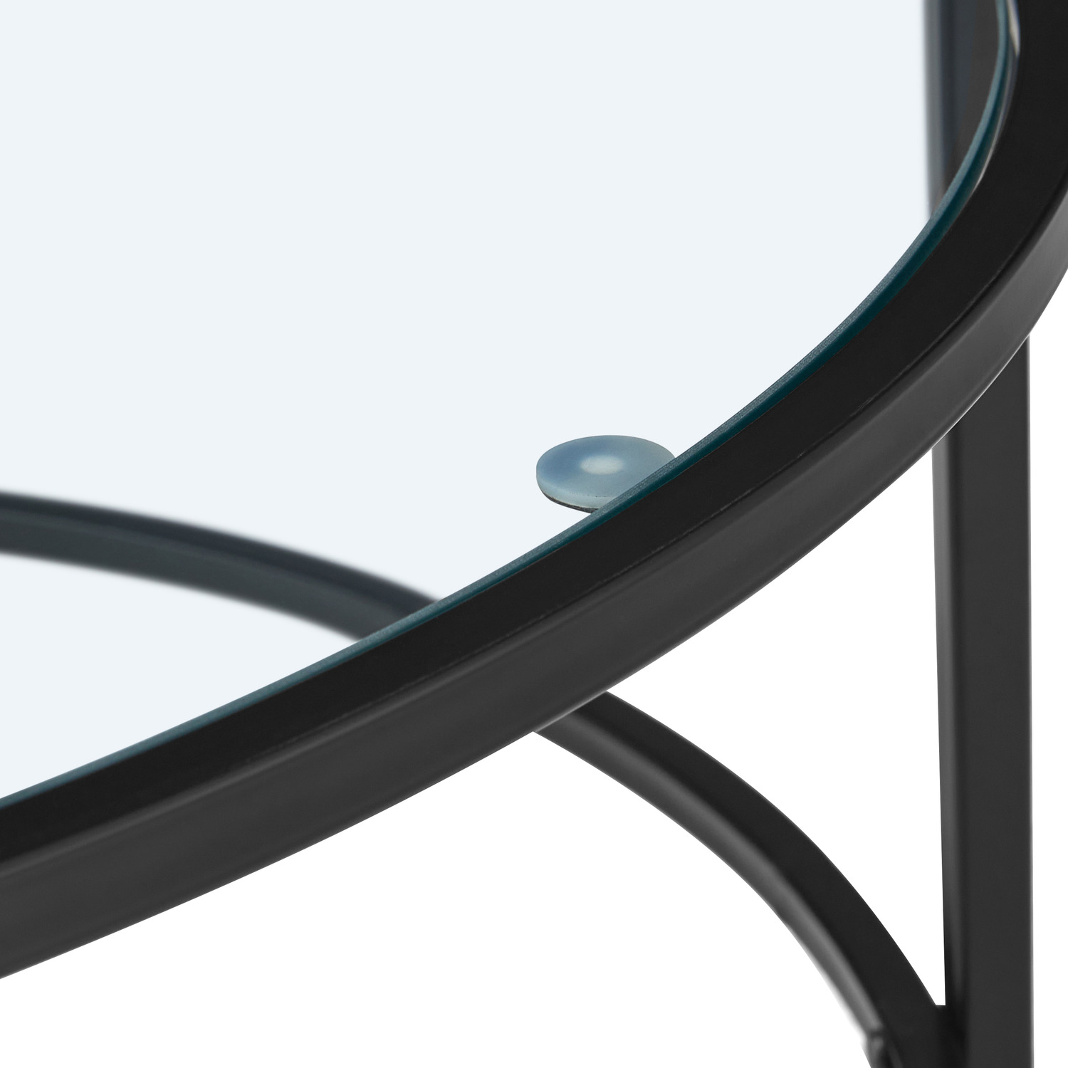 Round Coffee Table With Tempered Glass Top - Black