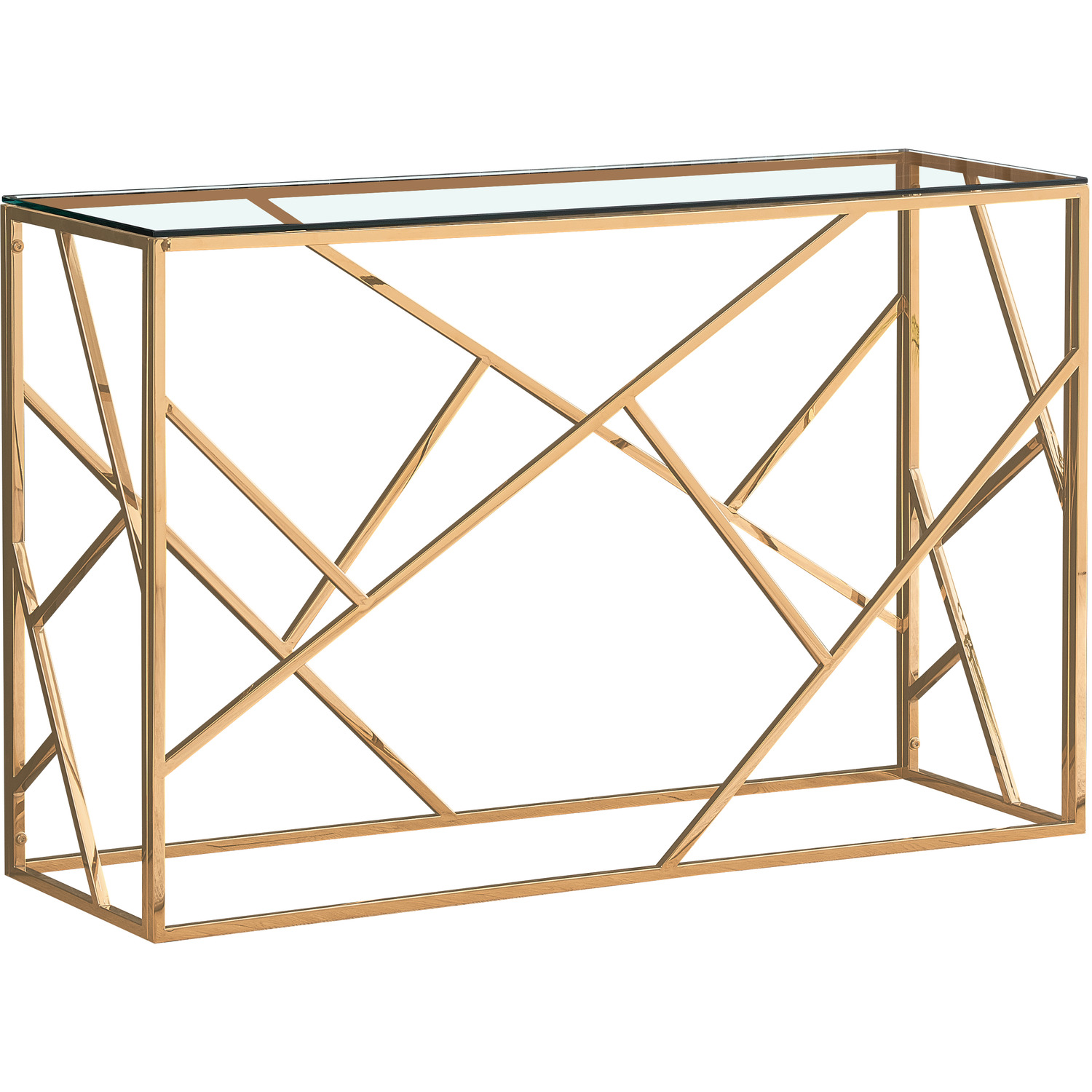 Metal And Glass Rectangular Abstract Console Table