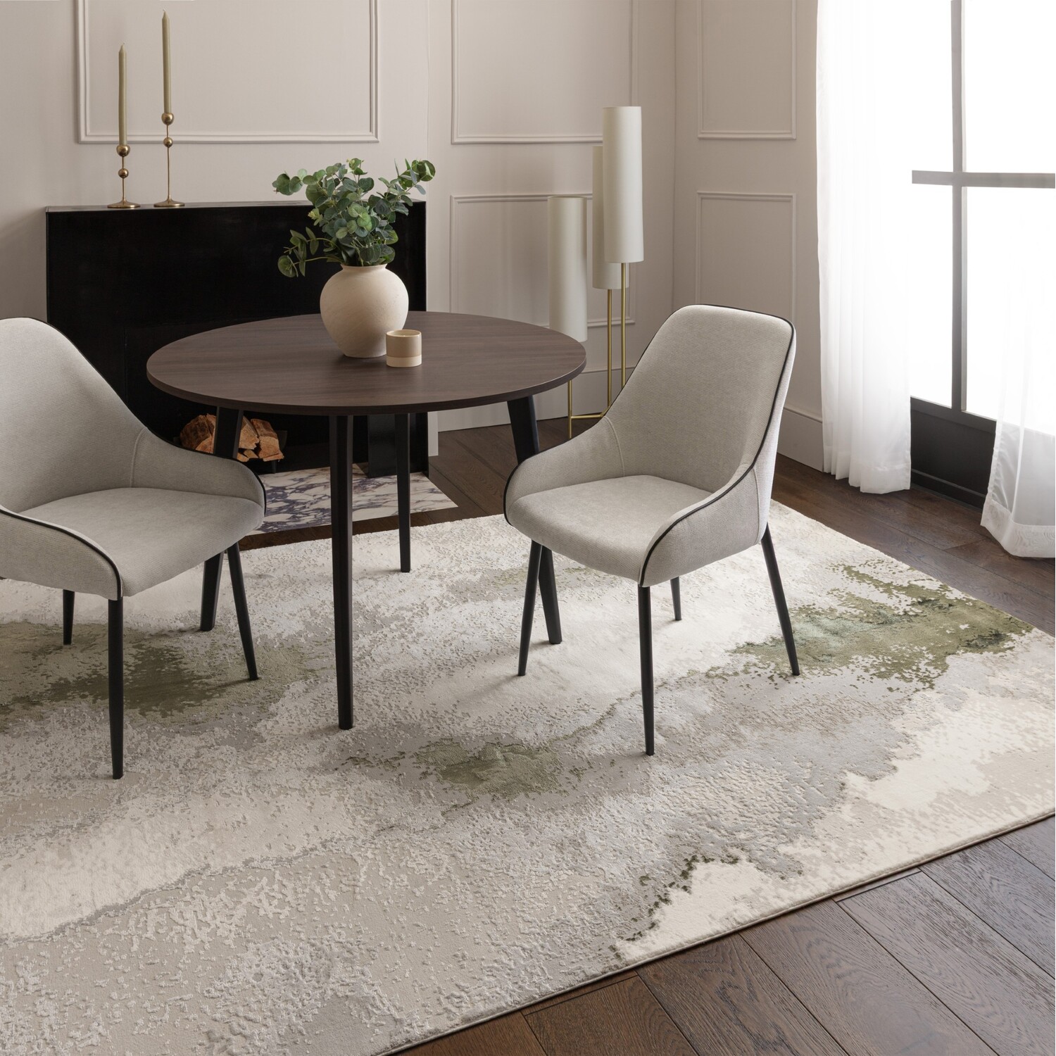 Zephyr Green Metallic Lustre Rug - Green / 230cm