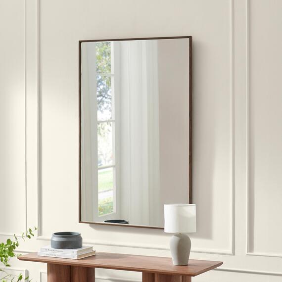 Inga Walnut Wood Long Rectangle 120x80cm Wall Mirror