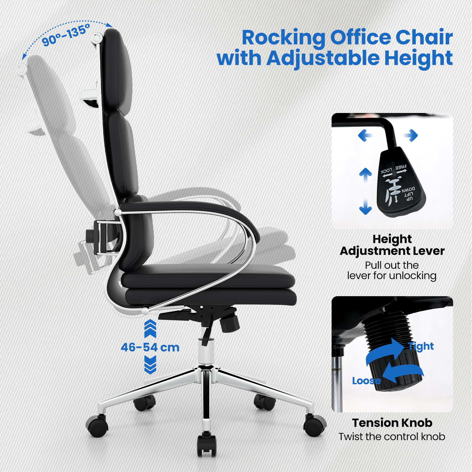 Ergonomic Leather Office Chair - Black