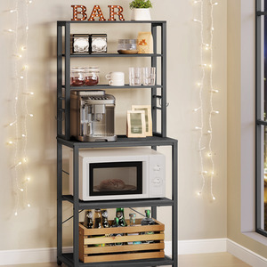 VASAGLE Kitchen Storage Rack with Hooks and Shelves