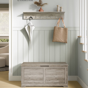 Brown VASAGLE Chest, Bench, Blanket Box with 2 Safety Hinges, Shoe Bench shot 11637794