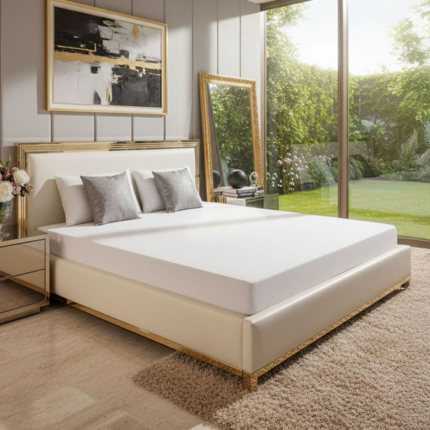 White Waterproof Mattress Protector - White Double