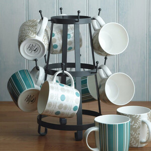 KitchenCraft Living Nostalgia Wire Mug Tree, 34cm, Tagged