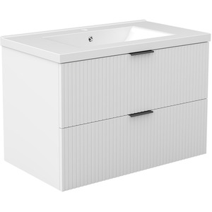 800mm White Bathroom Vanity Unit with Ceramice Sink 2 Drawers