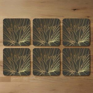 Monstera plant line art Designer Coaster Set