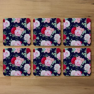Roses On Navy Coaster