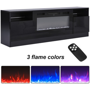 Recessed Electric Fireplace TV Stand Storage