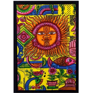 Handbrushed Cotton Wall Art Sun MultiColor