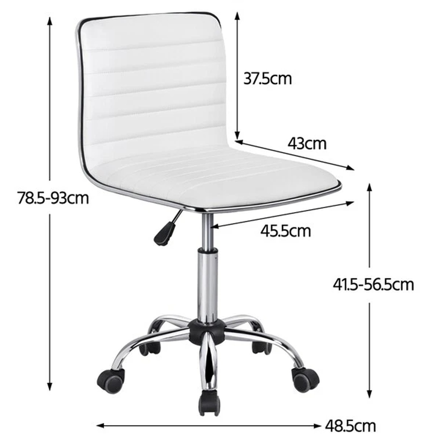 Armless Pu Leather Swivel Desk Chair - White