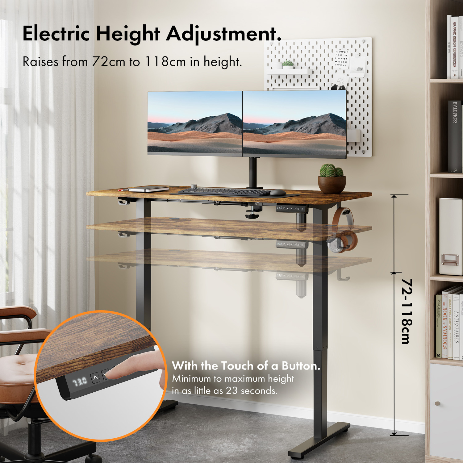 Medium Electric Standing Desk With Usb C Charging - Walnut 18 63kg