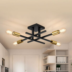 Emitto Semi Flush Mount Ceiling Light Fixture Metal Gold