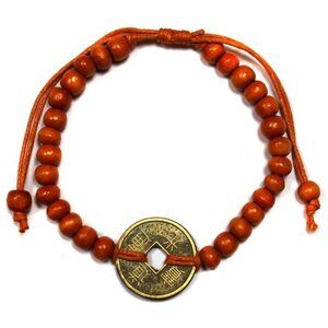 Good Luck Feng Shui Bracelets with Coins  Wood Beads for Prosperity