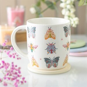 Floral Bug Print Ceramic Mug Brighten Your Day