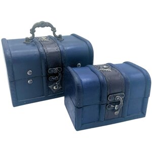 Teal Treasure Chest Set of 2 for Storage Decor Durable Stylish